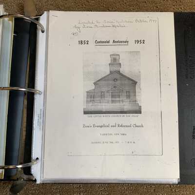 Zion's Church Centennial Anniversary 1852 to 1952 history: Also scanned to PDF and available via the Informal Histories folder of this system.