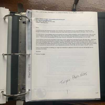 Barbara Tourgee photo donation notes: Unfortunately, no corresponding photos appear in the binder or reference to their disposition.