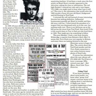 SLHS Historical Highlights Article: JPG screen capture.  This Hazel Drew related article was published in SLHS Historical Highlights newsletter Volume 43, Number 3, in the Spring 2017.  Refer to the weblinks portion of this entry and use the search feature of the SLHS web site to locate this as well as several other Hazel Drew inspired SLHS sponsored articles and presentations.
