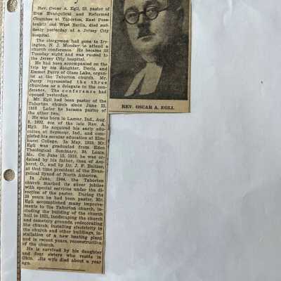 "Taborton pastor dies suddenly" May 28, 1947, source unknown