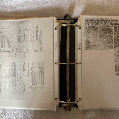 Left - Mutual Protection Against Horse Thieves 13th Annual Report continued: Right - 1987 Mutual Protection Against Horse Thieves meeting article George Tashjian President