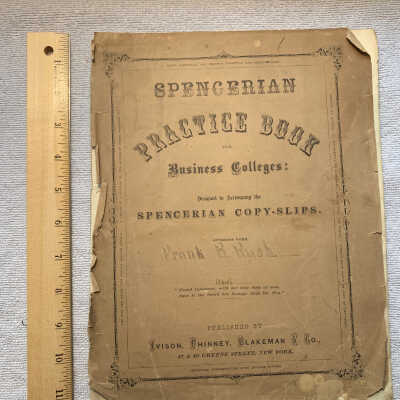 Frank B. Rush 1871 Business College Practice Book: Fourteen-page high-resolution PDF of a Spencerian copy-slips business colleges practice book.  The book primarily contains handwritten penmanship exercises for entries of receipts and advertising information.  Frank was likely Francis and Samuel's son and Francis Freeman Booz's father and Nancy Booz Macy's grandfather or great grandfather.