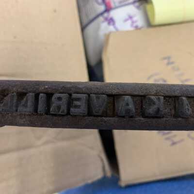 J. K. Averill Branding Iron - End View: Lettering appears backward so it will appear forward on anything it brands.