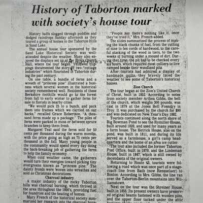 1983 article reporting on the SLHS House Tour. Source unknown.