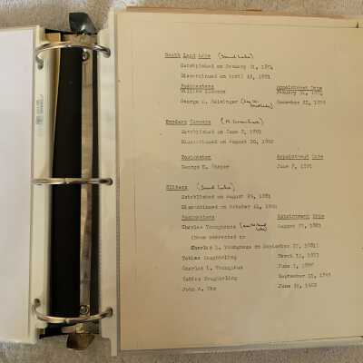 Summary and history of local postmasters and service dates: Also separately scanned to a PDF document stored in the informal histories folder of this site.
