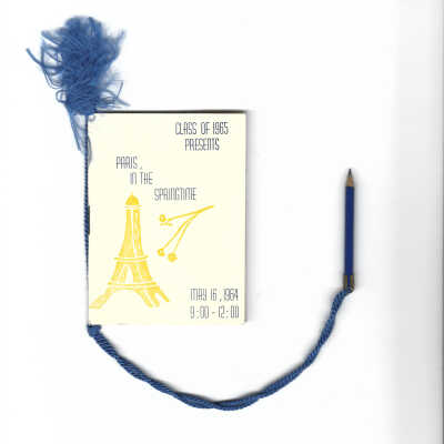 Paris in the Springtime, May of 1964, APHS Play and Prom Program: All pages are viewable via download while logged into the system.  Note that the program includes an attached pencil to allow for making notes regarding members of the prom court and musical productions.  This is an SLHS owned item stored in Page Protector 9 of the SLHS Miscellaneous Ephemera and Artifacts binder that is located in Drawer 2 of SLHS File Cabinet 1 located on the second floor of Town Hall.
