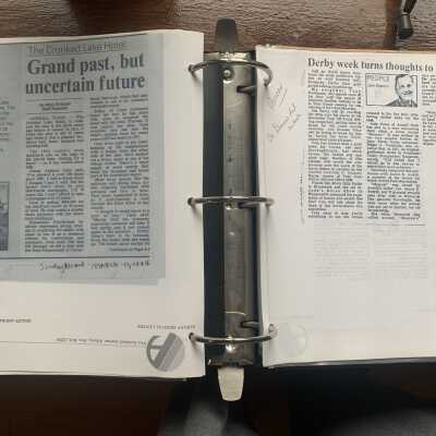 Left March 11, 1984, Troy Sunday Record article regarding the Crooked Lake Hotel: Right newspaper article regarding Moscow the Civil War Horse buried in Sand Lake Union Cemetery.
