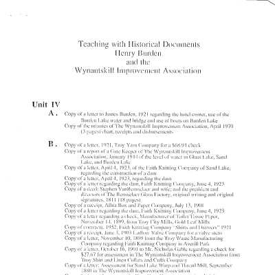 Henry Burden and the Wynants Kill Improvement Association - Teaching with Historical Documents