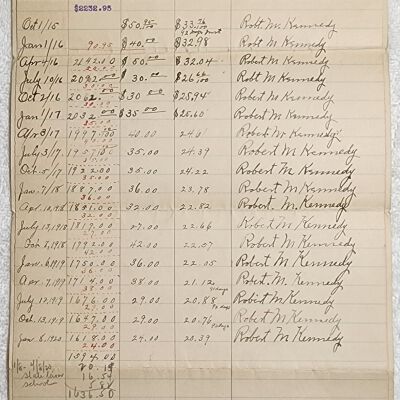 Doc # 37 Article of Agreement 1915-07-01 P2-of-2: Document #37 also interestingly includes a handwritten table of mortgage principal and interest payments spanning several years.