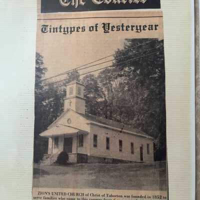 Tintypes of Yesteryear - Zion's United Church founded in 1852 - The Courier, July 31, 1986