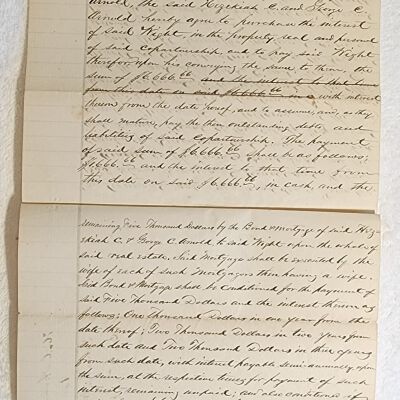 Doc # 113 Arnold & Co. Agreement 1855-12-02 P2-of-2: Arnold & Co. agreement reverse sides.  Numerous previous document entries reference Arnold & Co.
