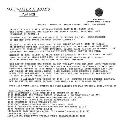 Resume (History) - American Legion Post 1021