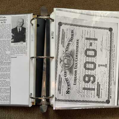 Left: Chester A. Nash postmaster obituary: Right:  1900 Christopher Crapes (Crape's) Liquor Tax Certificate