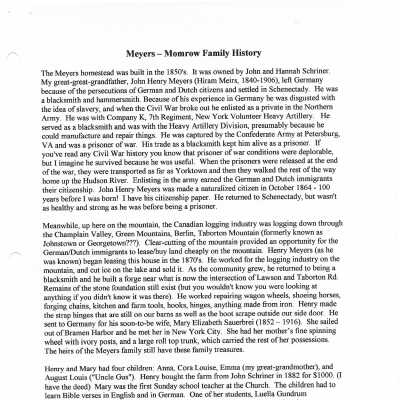 Meyers - Momrow Family History