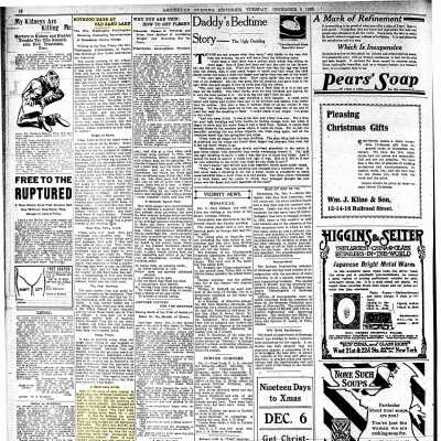 December 6, 1910, Amsterdam Evening Recorder Article: December 6, 1910, Amsterdam Evening Recorder Article regarding Reverend Washington Frothingham indicating that famed artist and architect William "Rembrandt" Lockwood has ties to Sand Lake.  Frothingham was a noted philanthropist who eventually settled in Fonda NY.  He donated the funds to build a library in Fonda that remains named in his honor.
