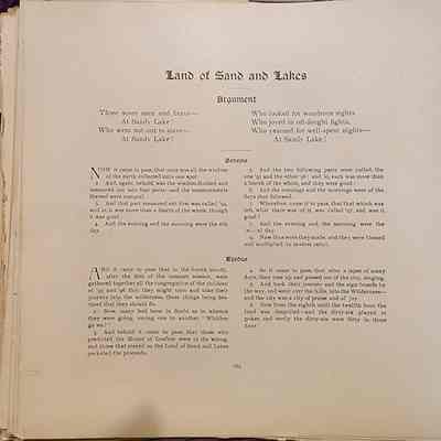 Sand Lake Entries Page 6: First page of a three-page poem that amusingly describes the student's Sand Lake adventures as Biblically referenced chapters.