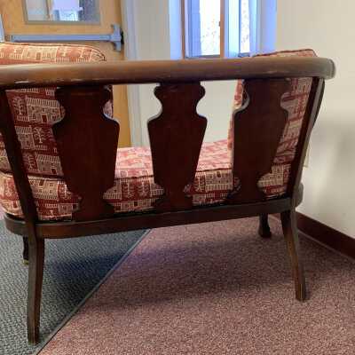 Gregory Estate Love Seat - Rear: Love seat from the estate of a prominent 19th-century family in the Town of Sand Lake, NY.  Refer to the following URL for more information if desired:  http://history.rays-place.com/ny/ren-sand-lake-ny.htm 