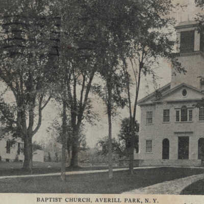 Baptist Church, Averill Park, NY: Baptist Church, Averill Park, NY, postcard.  Includes rectory.