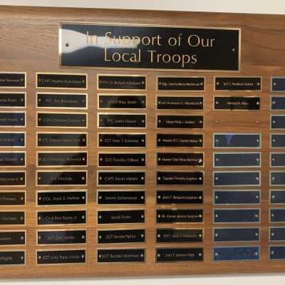 In Support of Our Local Troops Plaque: Currently located in the foyer of the main entrance to Town Hall, Town of Sand Lake, NY.