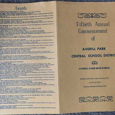 APHS Commencement Program 1981 - Front and Back Covers: SLHS awards given in memory of Ida M. Butler and John Clifford.   Student winners were Carole Stallone and Antony Armlin.