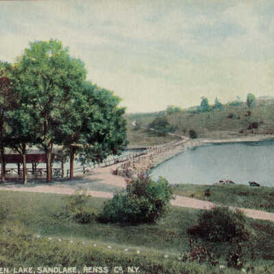 Dyke Road, Burden Lake, Sand Lake, Rensselaer County, NY: Dyke (Dike) Road, Burden Lake, Sand Lake, Rensselaer County, NY, postcard.  