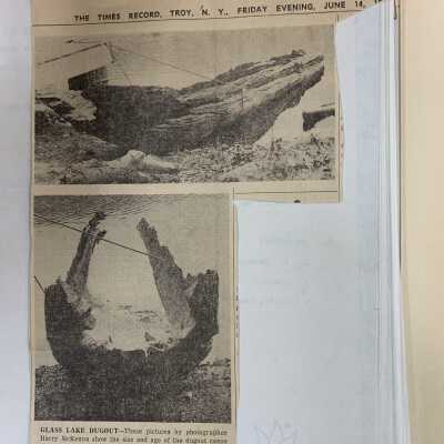 Friday, June 14, 1968, Troy Record Newspaper Photos: The photos further note the potential dugout canoe find.