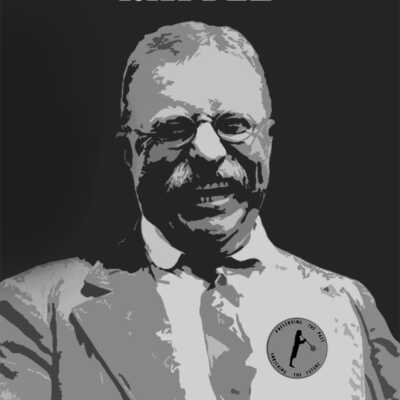 SLHS Theodore Roosevelt Mementos Auction Event Advertising Poster - Page 1: Poster produced by the Sand Lake Historical Society to advertise its hosting of a presentation of a performance by a renowned Theodore Roosevelt reenactor at the Crooked Lake House in April of 2015.  Refer to the SLHS Internet Site and the following URL for additional details:  https://sandlakehistory.org/tr-sl/tr-sl.htm