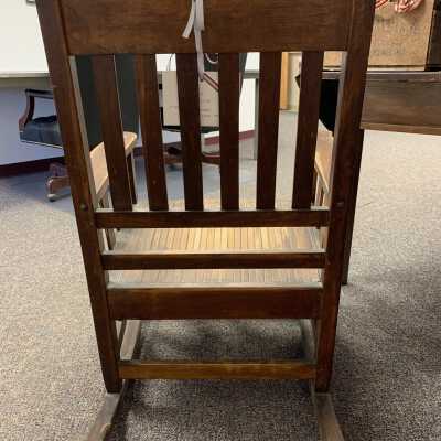 James C. Cotton Rocker - Back Chair 2: Set of two matching rocking chairs made by James C. Cotton in the 1800s.  Refer to the following URL for additional information if desired https://sandlakehistory.org/cottonhs.htm