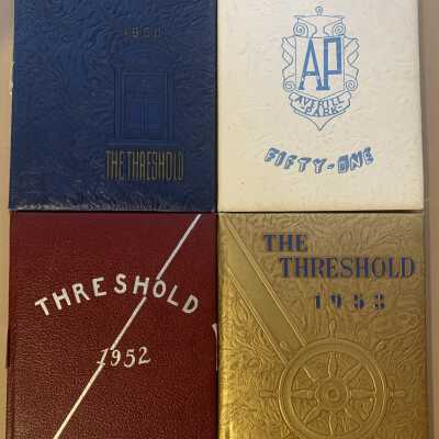 APHS Threshold Yearbooks 1950, 1951, 1952, and 1953: APHS Threshold Yearbooks 1950, 1951, 1952, and 1953 - TOSL owned items currently stored in an archival box in and on Town Historian's Storeroom Shelf 3 b (THSS3-b).