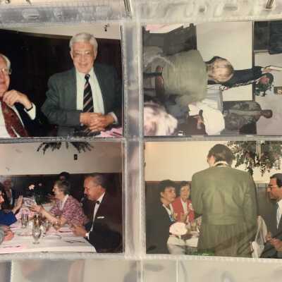 PB1 Page 39 - 1994 Annual Meeting Lakeview Inn: Upper left - Bob Lilly and Wes Miller
Upper right - Craig Williams speaker on Erie Canal
Lower left - Andrew Mace and Mary and Ross French
Lower right - Joan, Ruth and Alan Fuess