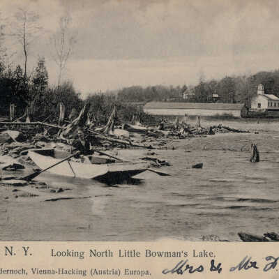 Taborton, NY, Looking North Little Bowman Lake: Taborton, NY, Looking North Little Bowman Lake, postcard.  Mrs.& Mr. F. Reudert.  T. Schwidernoch, Vienna-Hacking (Austria) Europa.