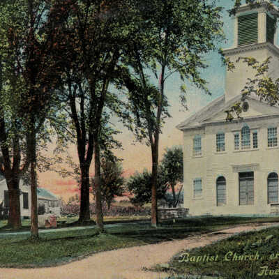 Baptist Church, Erected in 1803-04, Averill Park, NY: Baptist Church, Erected in 1803-04, Averill Park, NY, postcard.  Includes rectory.