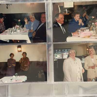 PB1 Page 42 - 1994 Annual Meeting Lakeview Inn: Upper left - Peter and Jean O'Hara and Marge and Gene Elnor
Upper right - John Allendorf, Bea Danks, and Betty Murphy
Lower left - Marjorie Larsen and Winfred Edwards
Lower right - Judy Rowe and Pat Detmar
