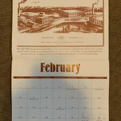 SLHS 2009 Calendar February - Faith Knitting Mill