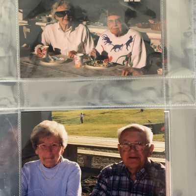 PB1 Page 58 - Picnic Meeting: Top - Eva Gemmill and Kitty Mace
Bottom - Ann and Bob Lilly
