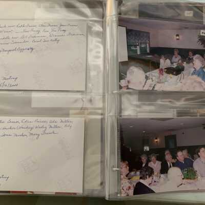PPB Pages 37 and 38: Both sides (46-47) photos from the May 16, 2000, SLHS Annual Meeting at Lakeview Hotel and Restaurant featuring Baryl Vannier speaking about Lindenwald.