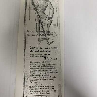 Faith Mills, New York Times, Advertisement, October 1957 - Photocopy: Faith Mills, New York Times, Advertisement, October 1957 - Photocopy