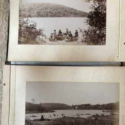 lower: Little Bowman Pond with Zion Church in the distance. upper: Subjects and/or Exact Locations Unknown