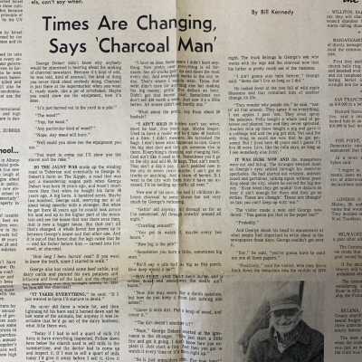 Times Are a Changing Says Charcoal Man by William Kennedy: June 2, 1970, Albany Times Union (assumed) newspaper article.  William Kennedy interview of long time charcoal maker George Dobert.