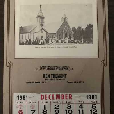 Tremont Calendar 1981 - 1 of 2 specimens: Tremont Calendar 1981 - 1 of 2 specimens - St. Henry's Church
