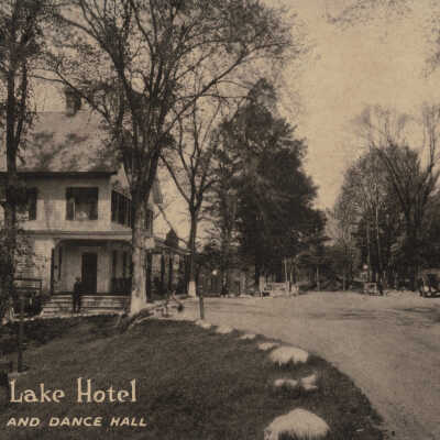 Crooked Lake Hotel, Garage and Dance Hall: Crooked Lake Hotel, Garage and Dance Hall, postcard.
