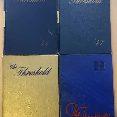 APHS Threshold Yearbooks 1946, 1947, 1948, and 1949: APHS Threshold Yearbooks 1946, 1947, 1948, and 1949 - TOSL owned items currently stored in an archival box in and on Town Historian's Storeroom Shelf 3 b (THSS3-b).