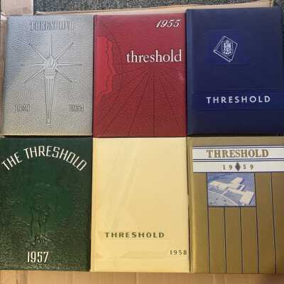 APHS Threshold Yearbooks 1954, 1955, 1956, 1957, 1958, and 1959: APHS Threshold Yearbooks 1954, 1955, 1956, 1957, 1958, and 1959 - TOSL owned items currently stored in an archival box in and on Town Historian's Storeroom Shelf 3 b (THSS3-b).
