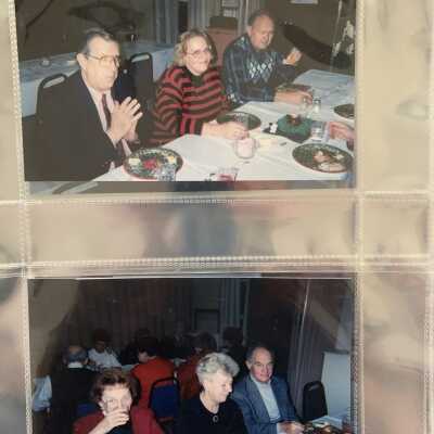 PB1 Page 54 - Christmas 1998: Top - Ron French and Maria and Bill Lyman
Bottom - John Allendorph, Linda O and Bea Danks.