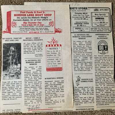 SLHS History Awards - 1986 and 1987: No commencement programs available.  However, these articles note that the 1986 awards went to Anna Gowdy and Robert Viens in memory of Louis G. Leitgeb and Dr. Mildred M. Allen, and, the 1987 awards went to Susan Whipple and Andrew Dorman in memory of Helen C. Guy, Myra H. Wehnau, Mildred C. Hale, Roy E. Kehn, and Edward T. Zeronda.