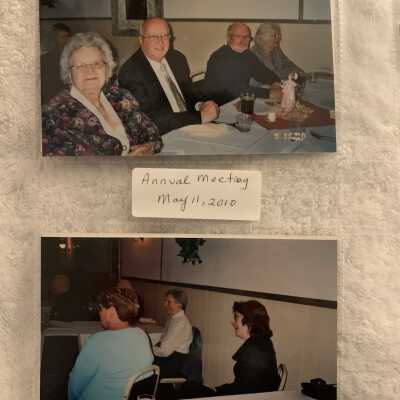 PB3 Page 52 - Annual Meeting May 2010: Top - Polly Kimmey, Pastor Bob Loesch and Albert and Pat Detmer.
Bottom - Chris Kronau, Alice Goebel and Pat Robelotto.