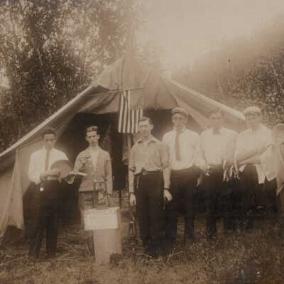 Hunting Camp 1: Unknown location or individuals, postcard.