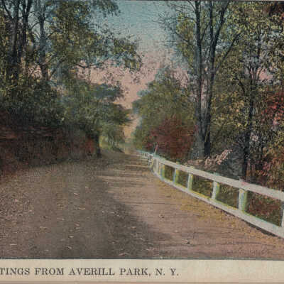 Greeting from Averill Park, NY: Greeting from Averill Park, NY, postcard.  Unspecified roadway.  Countryside. 