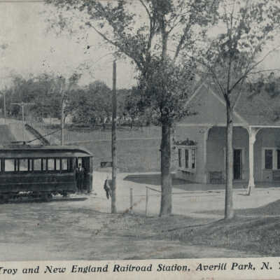 New England Railroad Station at Averill Park, NY: New England Railroad Station at Averill Park, NY. postcard.