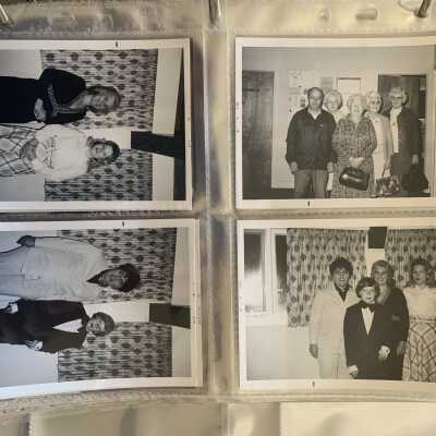 PB1 Page 18 - Second Annual SLHS Banquet: Upper left - Mig and Susan Cipperly
Upper right - Ralph, Dora and Myra Wehnau
Lower left - Beryl and Daniel Vannier 
Lower right - The Vanniers and Cipperlys.